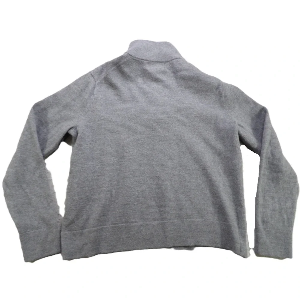 Banana Republic Sweater Men L Gray Italian Merino Wool Mockneck Knit 1/4 Zip Top